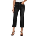 thumbnail image 1 of Women's Straight Leg Jeans High Waisted Stretchy Capri Pants with Zipped Button and Pockets Black, 1 of 8