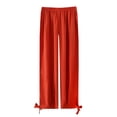 thumbnail image 1 of Women's Straight Leg Lounge Pants Lightweight High Waisted Solid Color Loose Full Length Pants Casual Ladies Trousers, 1 of 7