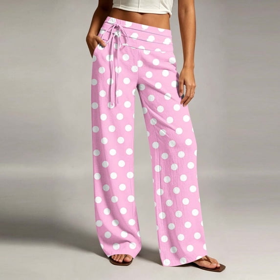 Women's Straight Leg Pants Baeitkot Women's Fashion Printed Elastic Waist Casual Pocket Straight Leg Pants Pink XL