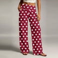 thumbnail image 1 of Women's Straight Leg Pants Baeitkot Women's Fashion Printed Elastic Waist Casual Pocket Straight Leg Pants Wine L, 1 of 6