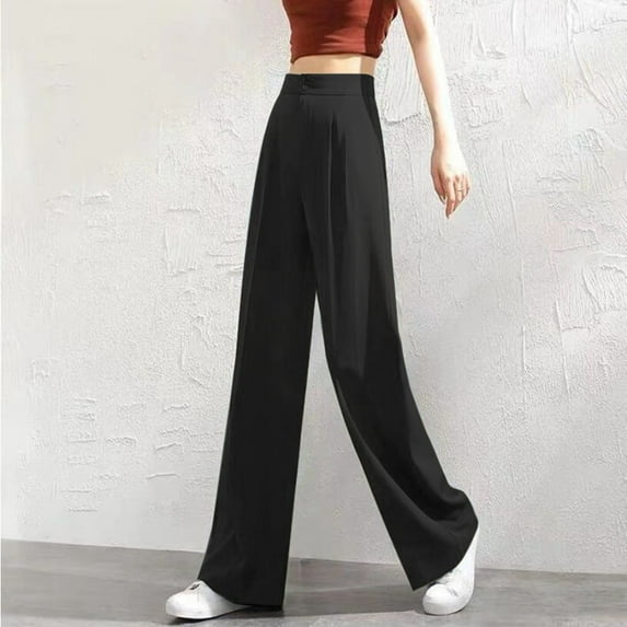 Women's Straight Leg Pants High Waisted Button Stretchy Business Work Casual Trousers Multiple Pockets Women Casual Pants with Pockets Womens Clothes Ladies Athletic Pants Women's Pants Cute Dressy