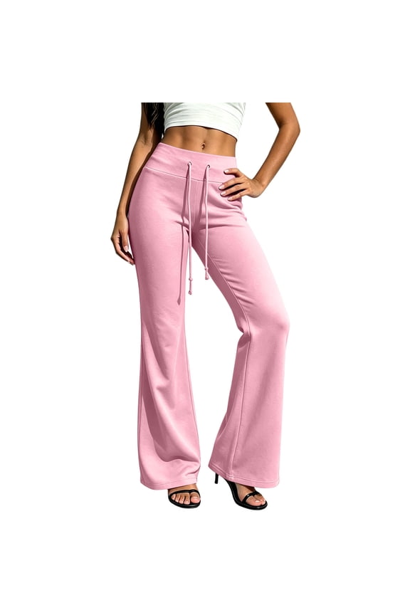 Women's Straight Leg Pants High Waisted Flare Soft Drawstring Yoga Pants for Loungewear Workout Weekend Leisure Activity