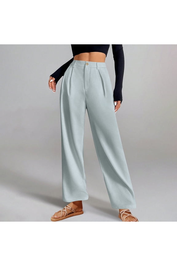Women's Straight Leg Pants, Loose Fit with Solid Color, Quick-Dry for Office and Daily Wear