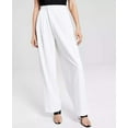 thumbnail image 1 of Women's Straight-Leg Pleated High Rise Asymmetrical Pants Linen White 4, 1 of 4