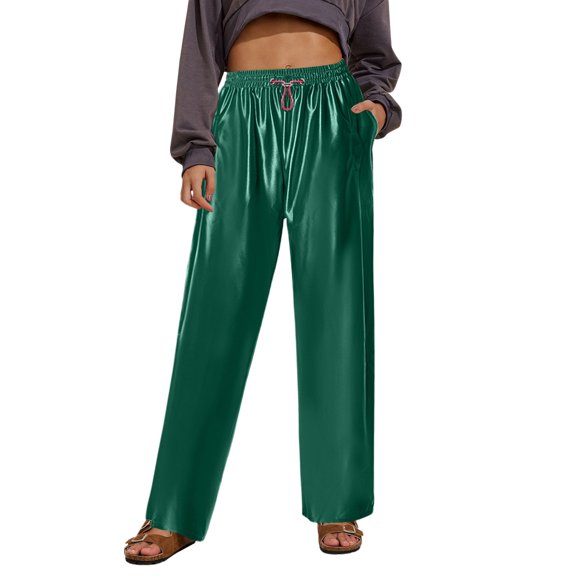 Women's Straight Leg Sports Pants Casual Sports Pants Elastic Soft Casual Pants Drawstring Elastic Waist With Pocket