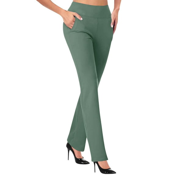 Women's Straight Leg Suit Pant Casual High Waisted Office Business Casual Work Trousers Stretchy Skinny Dress Pencils Pants with Pockets