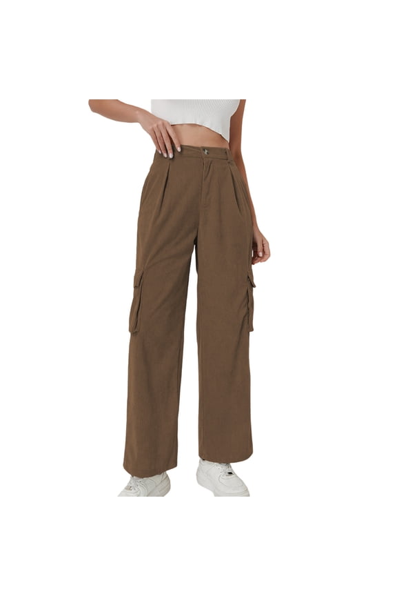 Women's Straight Leg Sweatpants Fashion Solid Elastic Waist Pocket Sport Pants Home and Work Wear