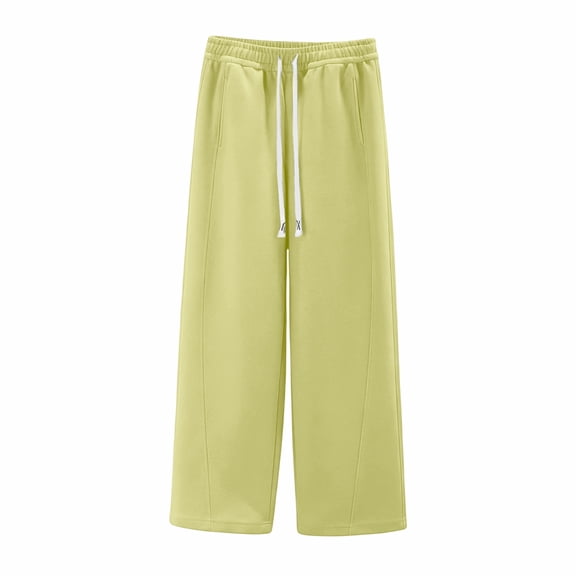 Women's Straight Leg Sweatpants, High Waist Loose Scimitar Pants, Casual Sport Trousers for Lounge, Walking and Light Exercise,Light Green,S