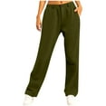 thumbnail image 1 of Women's Straight Leg Sweatpants Solid Zip Elastic Waisted Trousers with Pockets Olive Green XL, 1 of 6