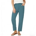 thumbnail image 1 of Women's Straight Leg Versatile Summer Linen Pants, Loose Elastic Waist Dressy Business Casual Trousers with Pockets, 1 of 6
