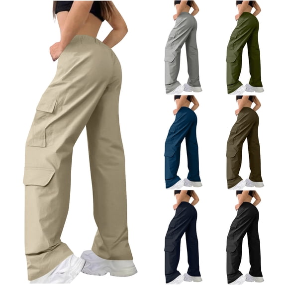 Women's Straight Leg Work Pants Trousers Slacks, Button Fly Pocket Casual Business Office Wear, Solid Color Stretchy Comfy Professional Bottoms for Women | Aestivo,Army Green L