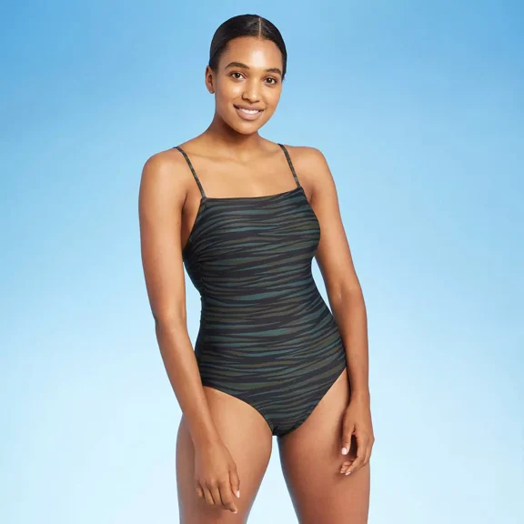 Women's Straight Neck Cinch Back Modern One Piece Swimsuit - Kona Sol