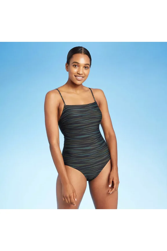 Women's Straight Neck Cinch Back Modern One Piece Swimsuit - Kona Sol