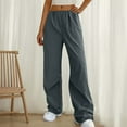 thumbnail image 1 of Women's Straight Pants Elastic Waist Casual Trousers Pants With Pockets Dark Gray XL, 1 of 4