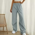 thumbnail image 1 of Women's Straight Pants Elastic Waist Casual Trousers Pants With Pockets Gray XL, 1 of 5