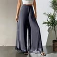 thumbnail image 1 of Women's Straight Pants Fashion Casual Pants, Chiffon Wide Leg Pants Loose Long Trousers for Women, Flowy Dress Pants, Office Casual Wear,Gray,XL, 1 of 6