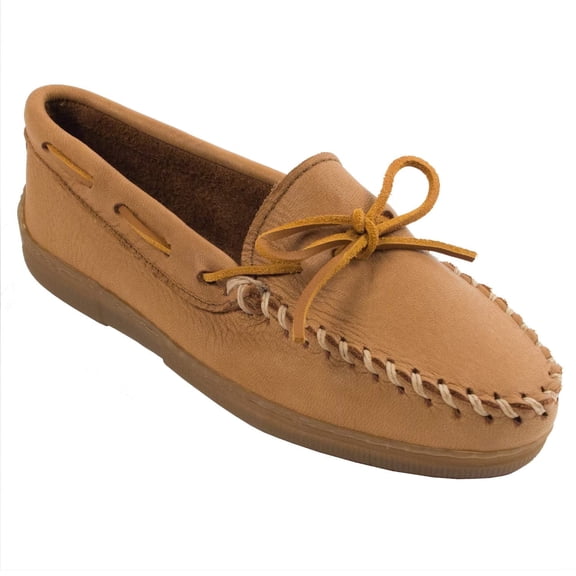 Minnetonka Women's Moosehide Fringed Kiltie Moccasins, Natural, 6 W US