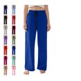 thumbnail image 1 of Women's Straight Wide Leg Pants Drawstring High Waisted Casual Long Trousers Blue S, 1 of 5