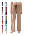 thumbnail image 1 of Women's Straight Wide Leg Pants Drawstring High Waisted Casual Long Trousers Khaki M, 1 of 5