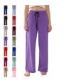 thumbnail image 1 of Women's Straight Wide Leg Pants Drawstring High Waisted Casual Long Trousers Purple M, 1 of 5