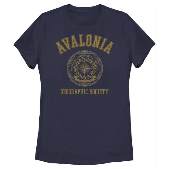 Women's Strange World Avalonia Geographic Society  Graphic Tee Navy Blue Large