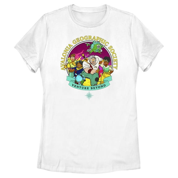 Women's Strange World Avalonia Geographic Society Venture Beyond Group  Graphic Tee White X Large