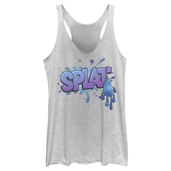 Women's Strange World Splat Logo  Racerback Tank Top White Heather Large