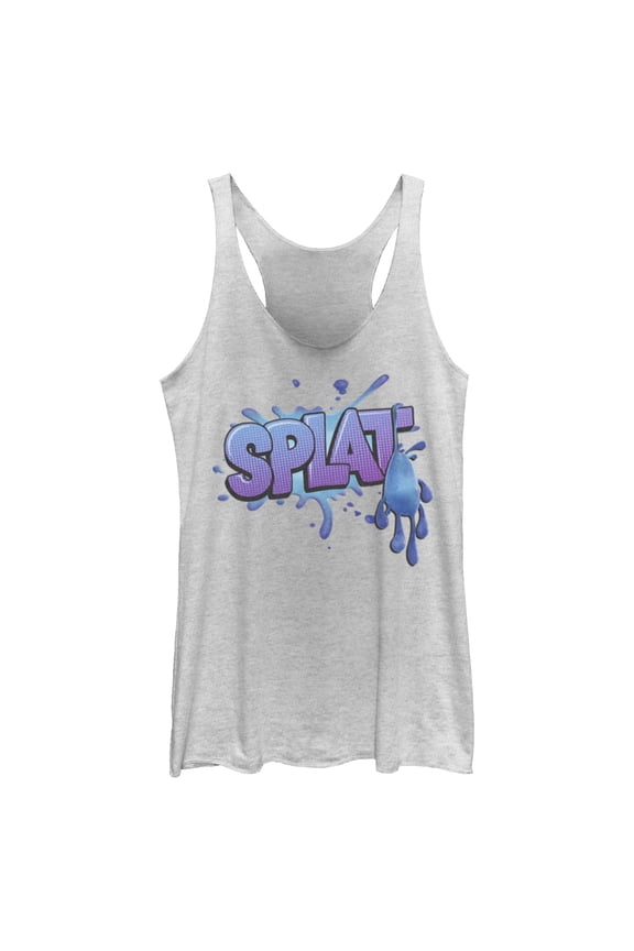 Women's Strange World Splat Logo Racerback Tank Top White Heather Small
