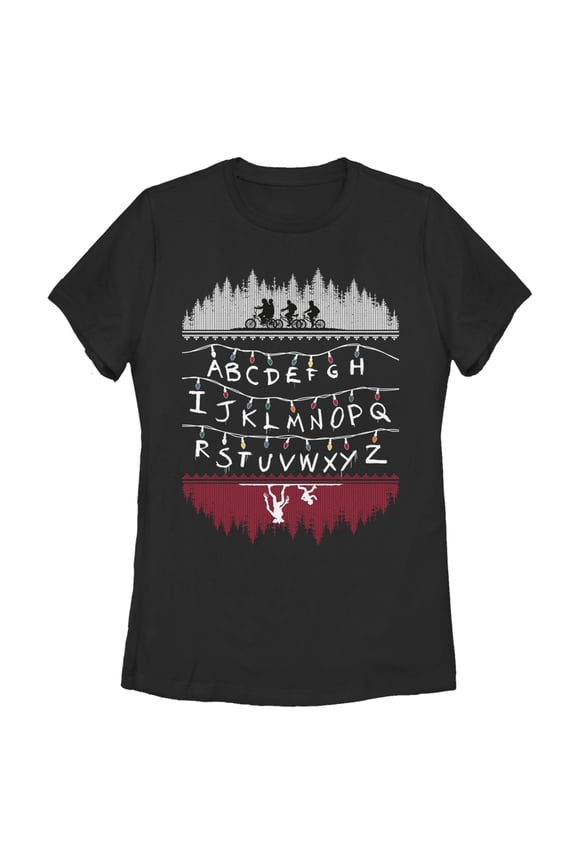 Netflix Women's Stranger Things Alphabet Lights Graphic T-Shirt