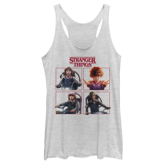 Netflix Women's Stranger Things Character Squares Racerback Tank Top White Heather 2X Large