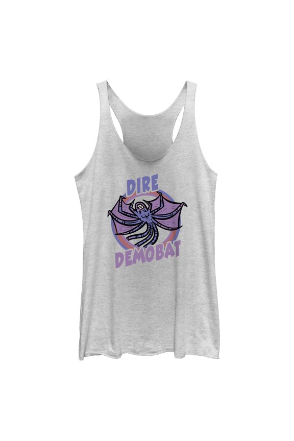 Netflix Women's Stranger Things Demobat Monster Drawing Racerback Tank Top White Heather Large