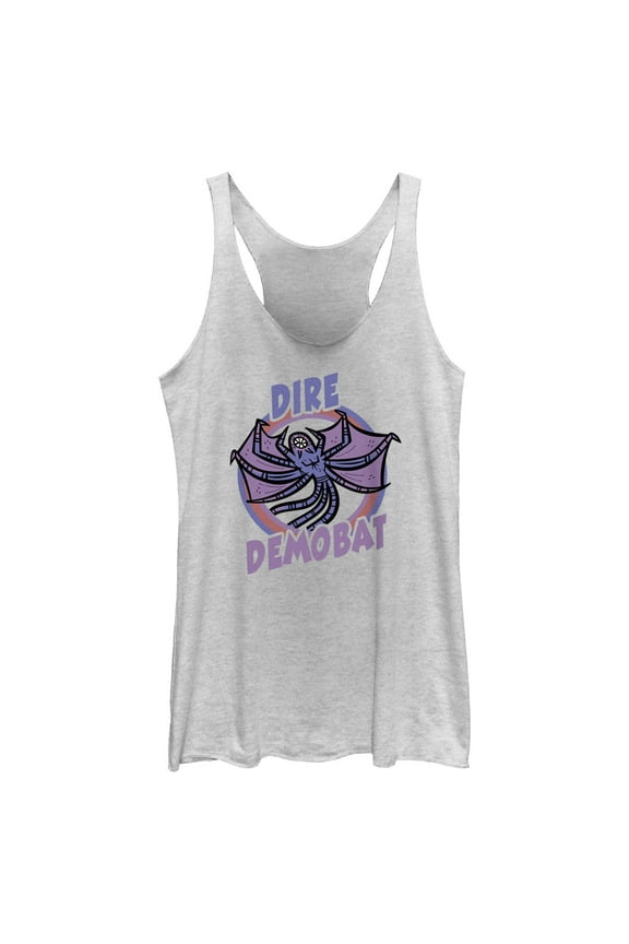 Netflix Women's Stranger Things Demobat Monster Drawing Racerback Tank Top White Heather Small