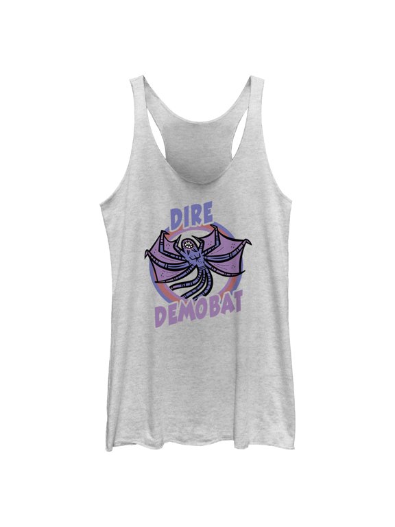 Netflix Women's Stranger Things Demobat Monster Drawing Racerback Tank Top White Heather Small