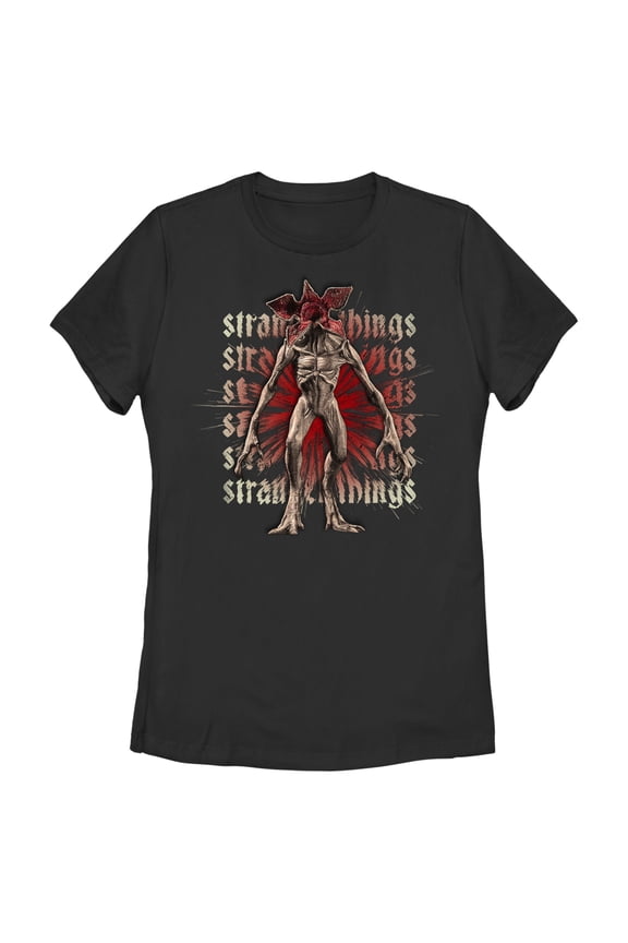 Netflix Women's Stranger Things Demogorgon Monster Logo Stacked Graphic T-Shirt