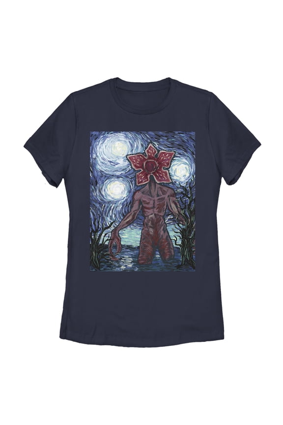 Netflix Women's Stranger Things Demogorgon Starry Night Style Poster Graphic T-Shirt