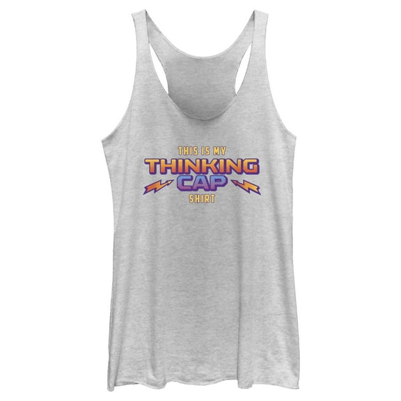 Netflix Women's Stranger Things Dustin's Thinking Cap Costume Racerback Tank Top White Heather Small