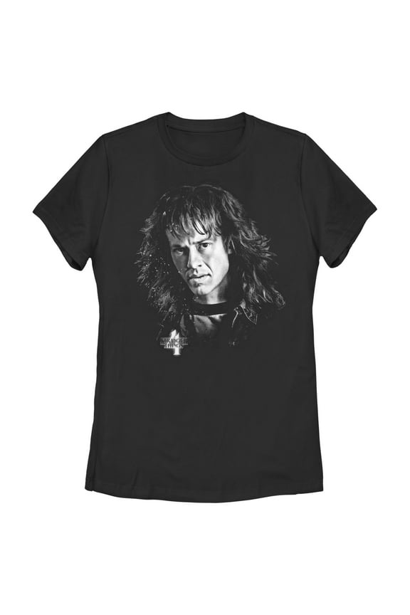 Netflix Women's Stranger Things Eddie Munson Black and White Graphic T-Shirt