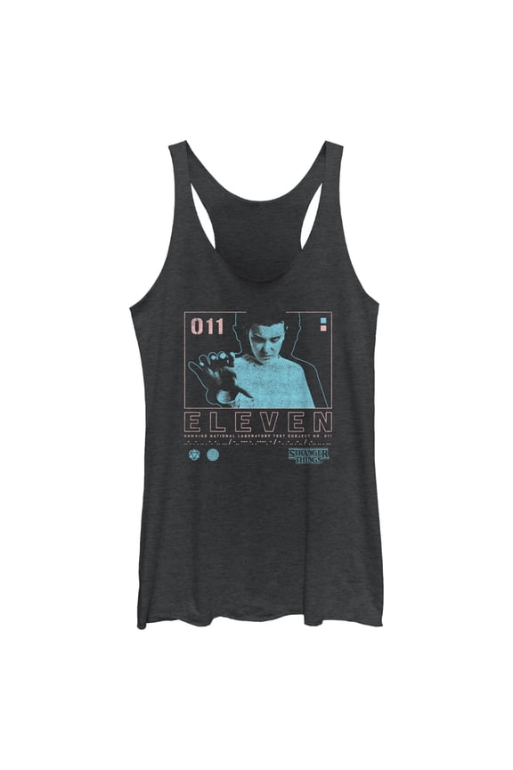 Netflix Women's Stranger Things Eleven Boxed Up Racerback Tank Top Black Heather Large