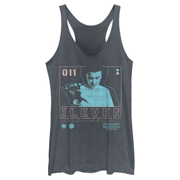 Netflix Women's Stranger Things Eleven Boxed Up Racerback Tank Top Navy Blue Heather Large