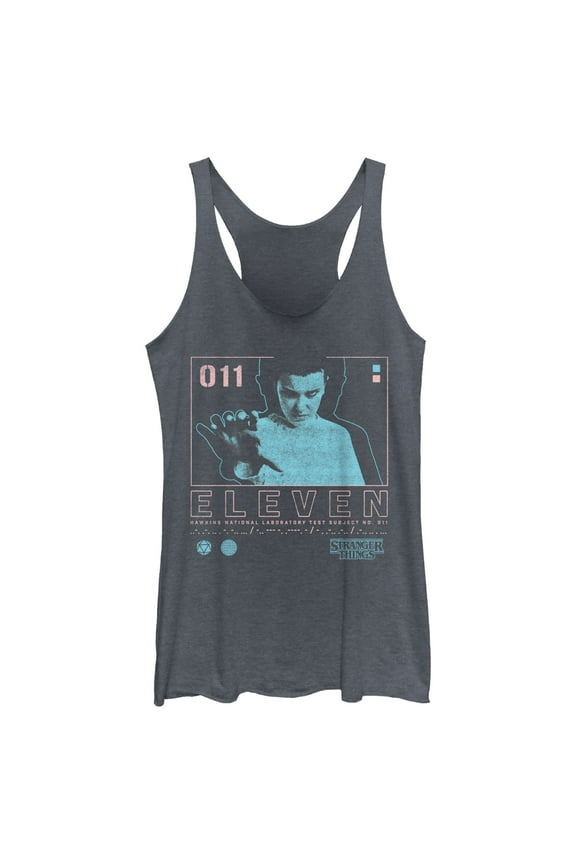 Netflix Women's Stranger Things Eleven Boxed Up Racerback Tank Top Navy Blue Heather Small