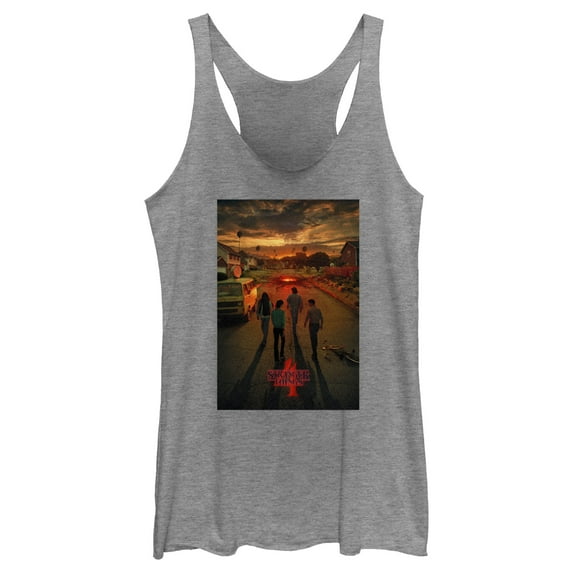 Netflix Women's Stranger Things Four Friends Rift Apocalypse Poster Racerback Tank Top Gray Heather / Apocalypse Medium