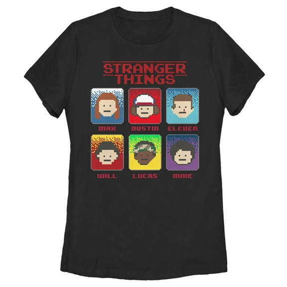 Netflix Women's Stranger Things Group Shot 8-Bit Box Up Graphic T-Shirt