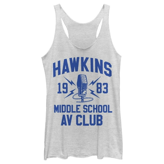 Netflix Women's Stranger Things Hawkins AV Club 1983 Racerback Tank Top White Heather X Small