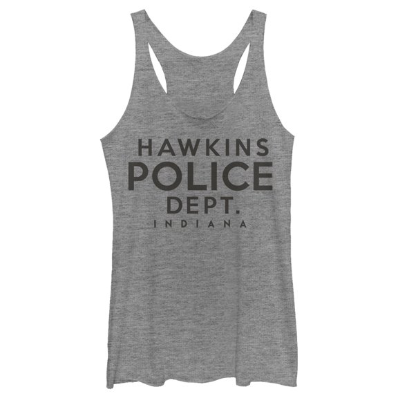 Netflix Women's Stranger Things Hawkins Police Department Racerback Tank Top Gray Heather Medium
