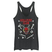 Netflix Women's Stranger Things Hellfire Club Icon Racerback Tank Top Black Heather Medium