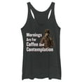 thumbnail image 1 of Netflix Women's Stranger Things Hopper Coffee and Contemplation Racerback Tank Top Black Heather 2X Large, 1 of 3