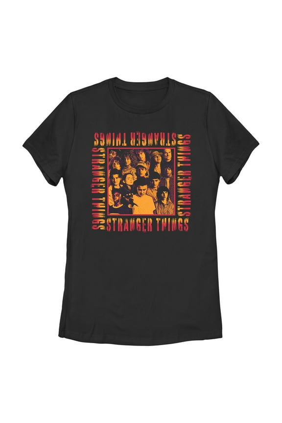 Netflix Women's Stranger Things Orange Group Shot Boxed Up Graphic T-Shirt