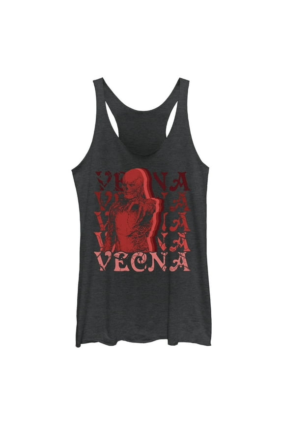 Netflix Women's Stranger Things Red Vecna Stacked Racerback Tank Top Black Heather X Small