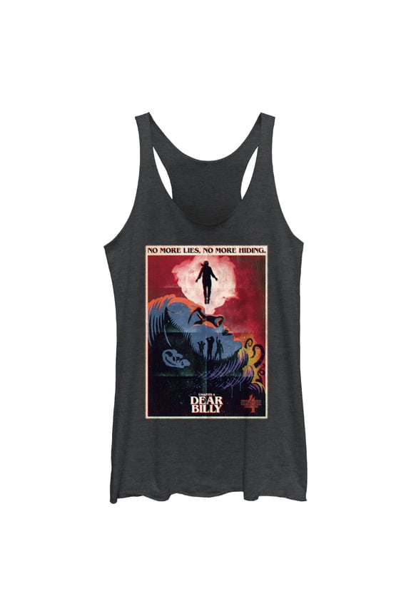 Netflix Women's Stranger Things Retro Dear Billy Poster Racerback Tank Top Black Heather Small