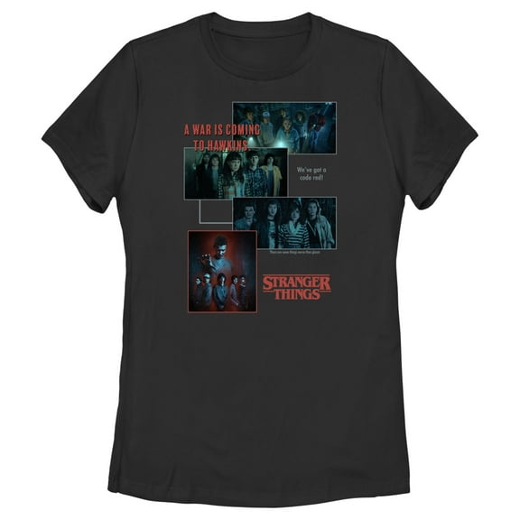 Netflix Women's Stranger Things Scenes Collage War Is Coming To Hawkins Graphic T-Shirt